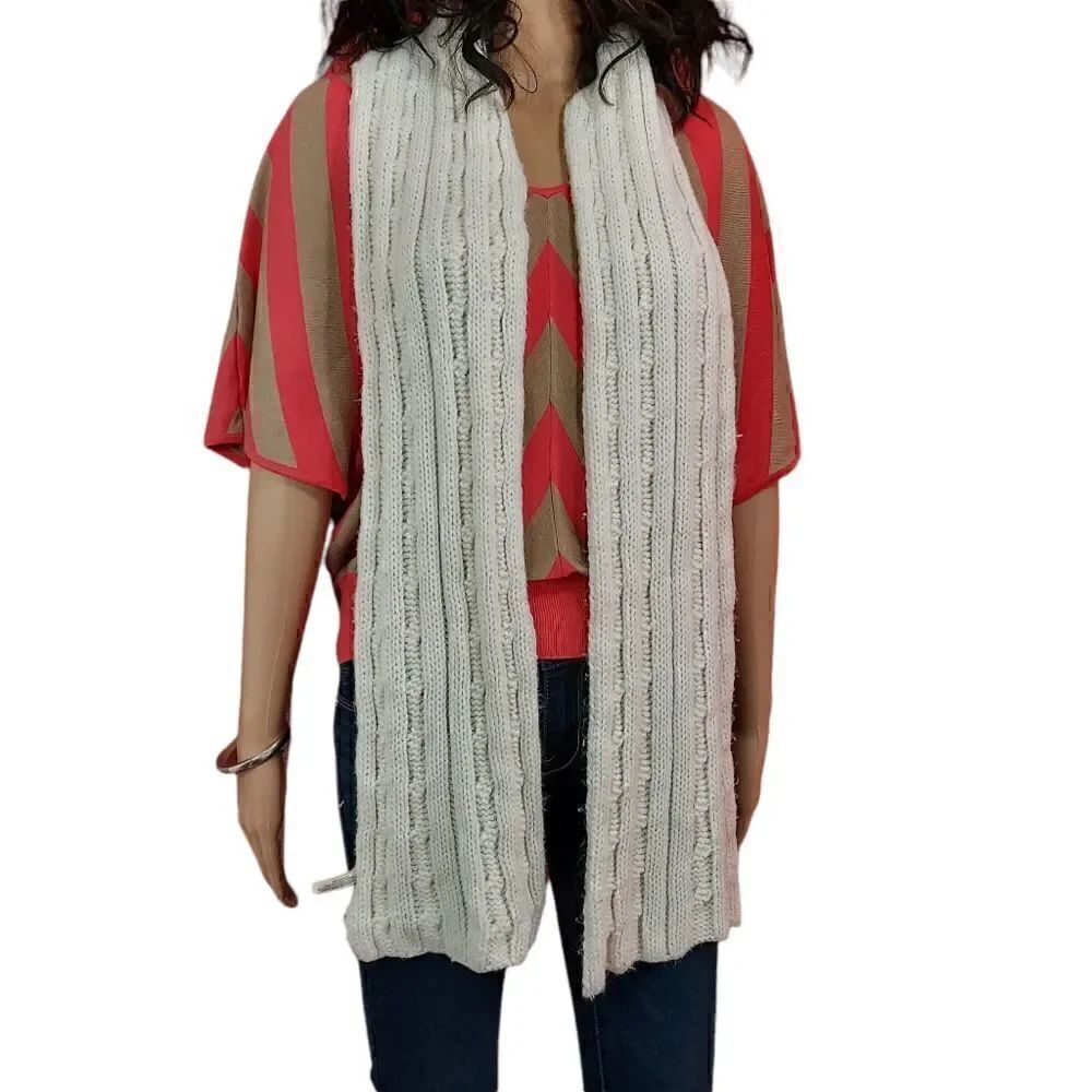 Aero cable knit cream colored scarf